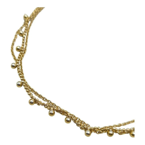 925 Sterling Silver Multi Strand Ball Beaded Chain Ankle Bracelet Lobster Close - Picture 2 of 5